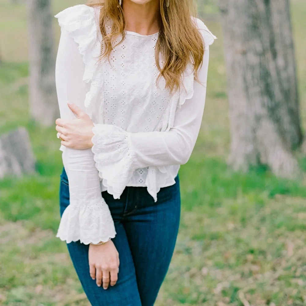 Zara White Ruffle Top - Picture 4 of 4